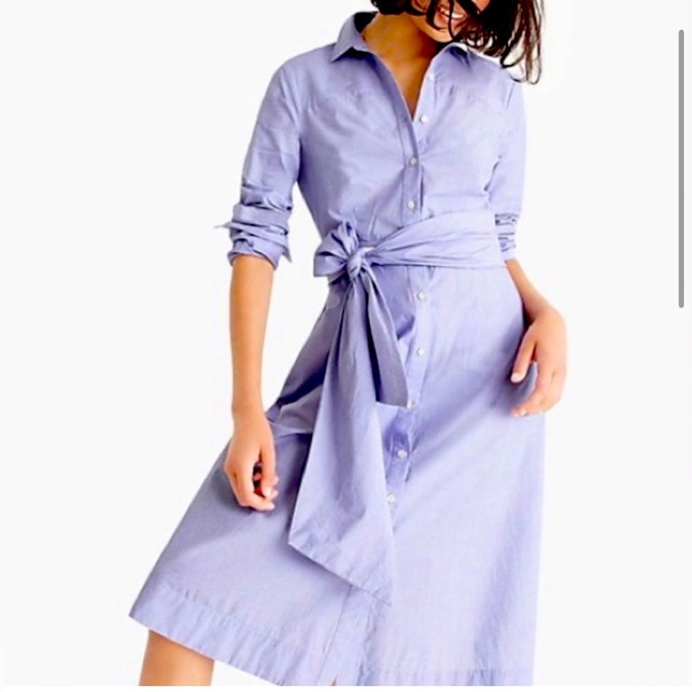 J. Crew Blue Cotton Shirt Dress